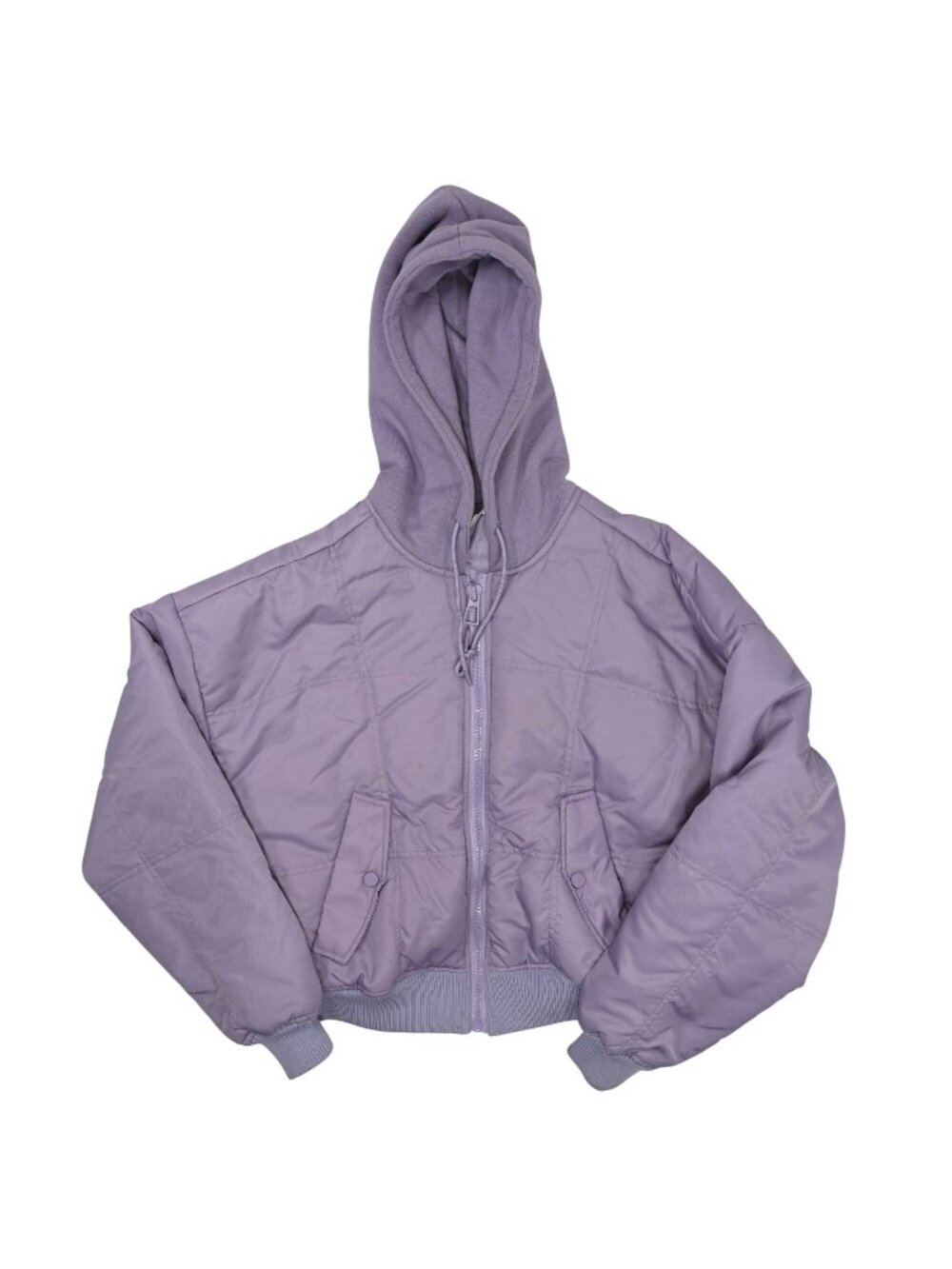Good American Hooded Puffer Jacket in Violet